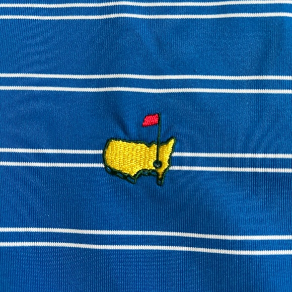Masters Tech Blue Stripe Golf Polo Shirt Men’s Large Augusta National Logo EUC - Picture 4 of 4